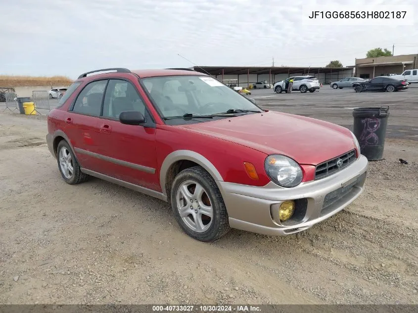 2003 Subaru Impreza Outback Sport VIN: JF1GG68563H802187 Lot: 40733027