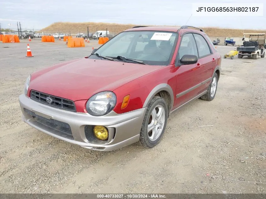 2003 Subaru Impreza Outback Sport VIN: JF1GG68563H802187 Lot: 40733027