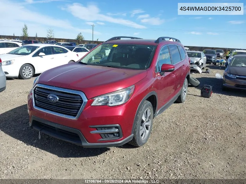 2019 Subaru Ascent VIN: 4S4WMAGD0K3425700 Lot: 12106764