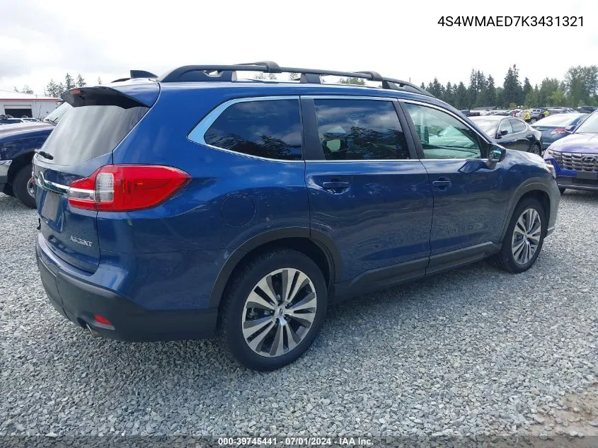 2019 Subaru Ascent Premium VIN: 4S4WMAED7K3431321 Lot: 39745441