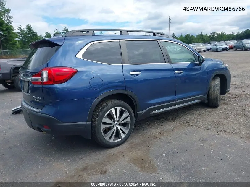 2019 Subaru Ascent Touring VIN: 4S4WMARD9K3486766 Lot: 40037913