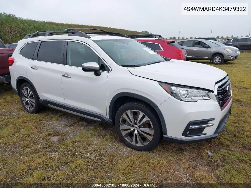 2019 Subaru Ascent Touring VIN: 4S4WMARD4K3479322 Lot: 40502105