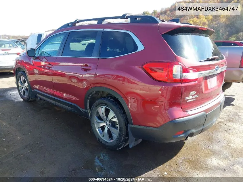 2019 Subaru Ascent Premium VIN: 4S4WMAFDXK3464747 Lot: 40694524