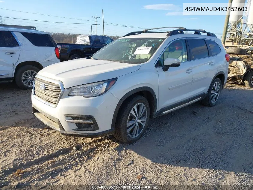 2019 Subaru Ascent Limited VIN: 4S4WMAJD4K3452603 Lot: 40699573