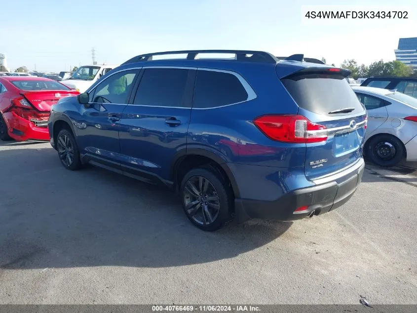 2019 Subaru Ascent Premium VIN: 4S4WMAFD3K3434702 Lot: 40766469