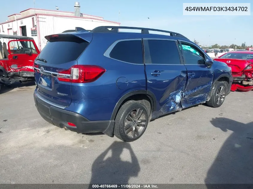 2019 Subaru Ascent Premium VIN: 4S4WMAFD3K3434702 Lot: 40766469