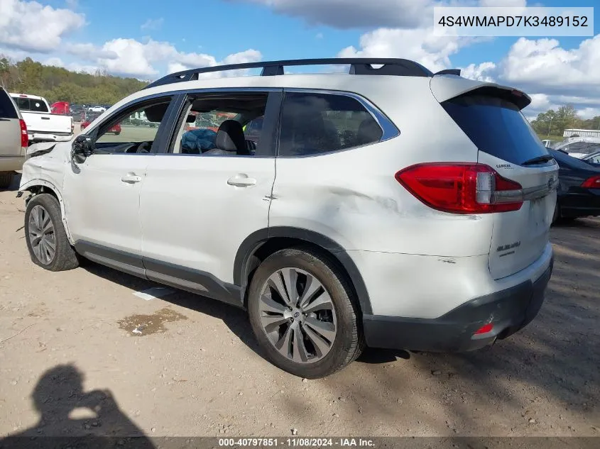 2019 Subaru Ascent Limited VIN: 4S4WMAPD7K3489152 Lot: 40797851