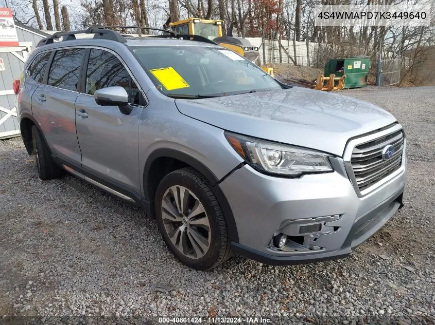 2019 Subaru Ascent Limited VIN: 4S4WMAPD7K3449640 Lot: 40861424