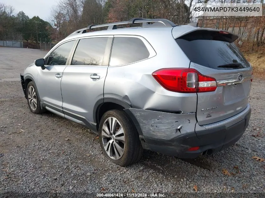 2019 Subaru Ascent Limited VIN: 4S4WMAPD7K3449640 Lot: 40861424