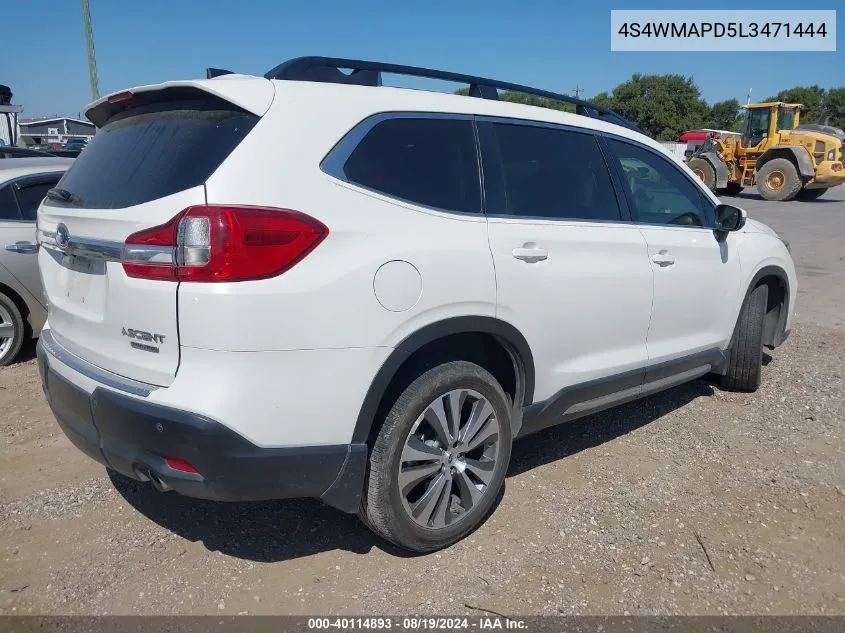 2020 Subaru Ascent Limited VIN: 4S4WMAPD5L3471444 Lot: 40114893