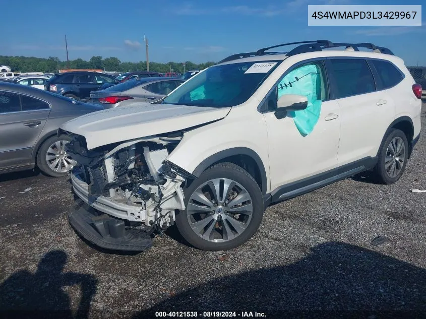 2020 Subaru Ascent Limited VIN: 4S4WMAPD3L3429967 Lot: 40121538