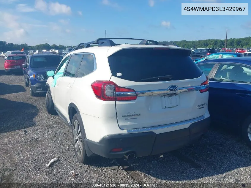 2020 Subaru Ascent Limited VIN: 4S4WMAPD3L3429967 Lot: 40121538