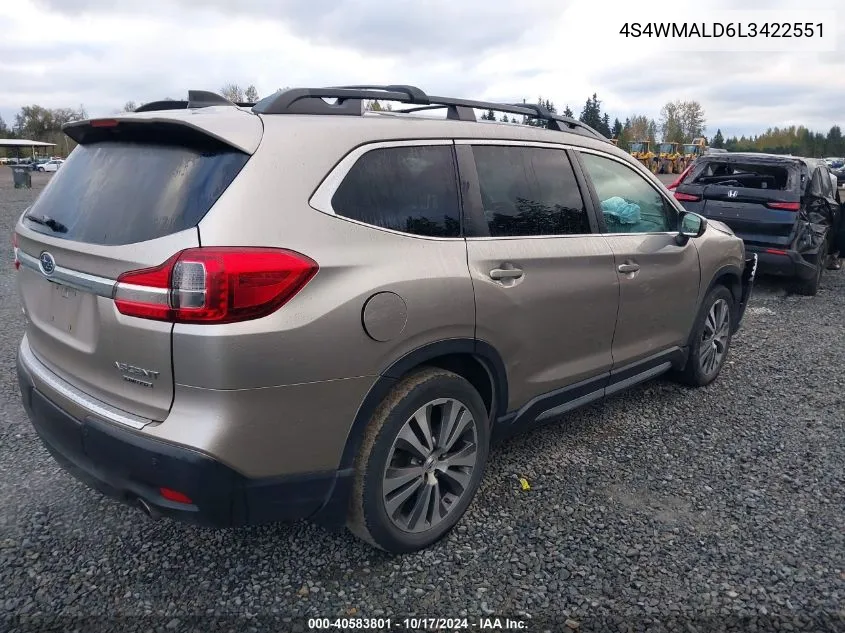 2020 Subaru Ascent Limited VIN: 4S4WMALD6L3422551 Lot: 40583801