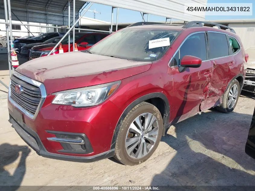 4S4WMAHD0L3431822 2020 Subaru Ascent Premium