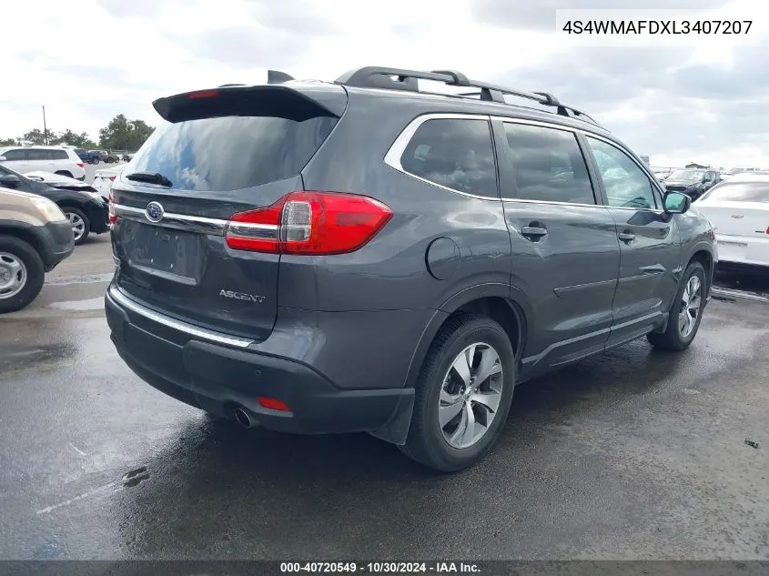 2020 Subaru Ascent Premium VIN: 4S4WMAFDXL3407207 Lot: 40720549