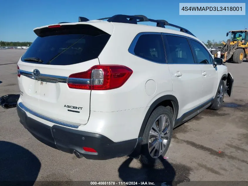 2020 Subaru Ascent Limited VIN: 4S4WMAPD3L3418001 Lot: 40851578