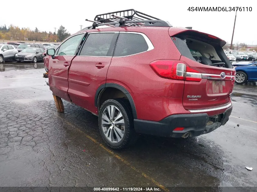 2020 Subaru Ascent Limited VIN: 4S4WMAMD6L3476110 Lot: 40899642