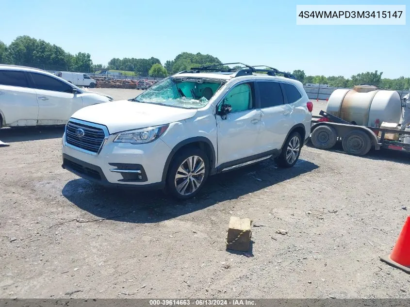 2021 Subaru Ascent Limited VIN: 4S4WMAPD3M3415147 Lot: 39614663