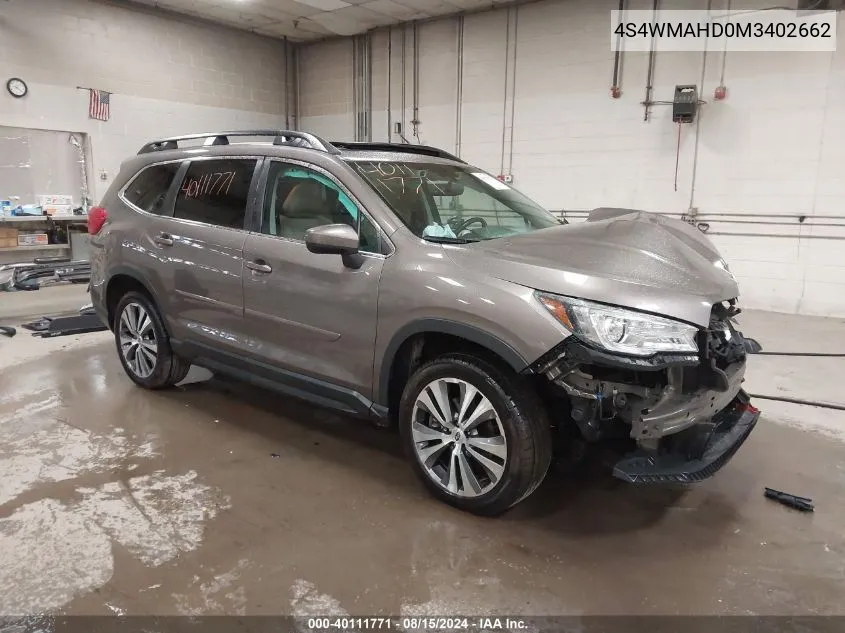 2021 Subaru Ascent Premium VIN: 4S4WMAHD0M3402662 Lot: 40111771