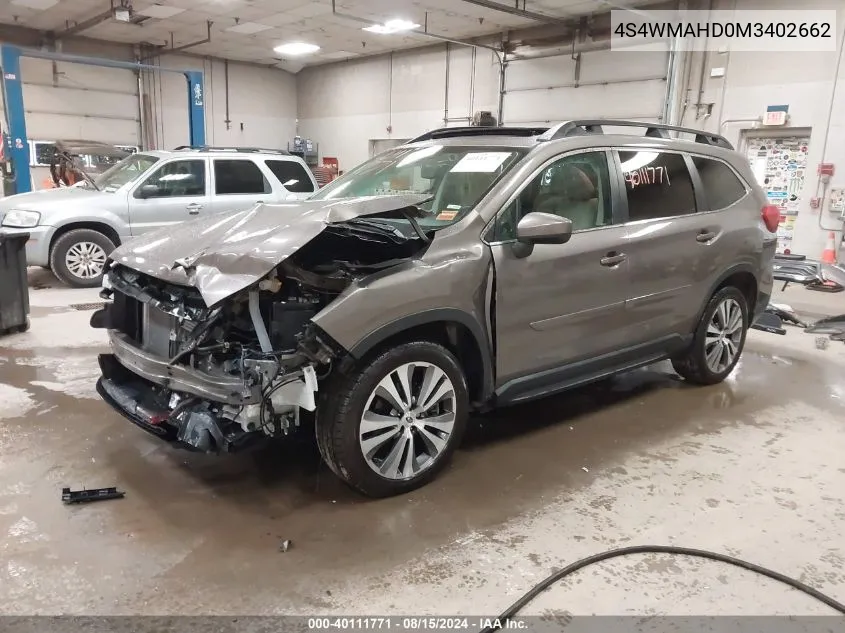 2021 Subaru Ascent Premium VIN: 4S4WMAHD0M3402662 Lot: 40111771