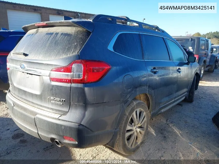 2021 Subaru Ascent Limited VIN: 4S4WMAPD8M3425141 Lot: 40485809