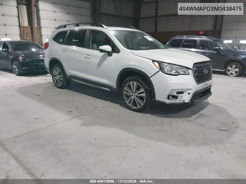 2021 Subaru Ascent Limited VIN: 4S4WMAPD3M3438475 Lot: 40813088