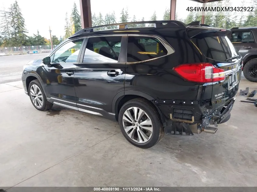 2021 Subaru Ascent Limited VIN: 4S4WMAMDXM3432922 Lot: 40859190