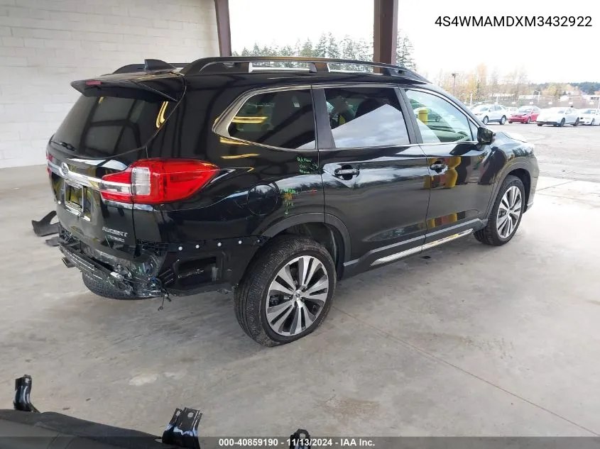 2021 Subaru Ascent Limited VIN: 4S4WMAMDXM3432922 Lot: 40859190