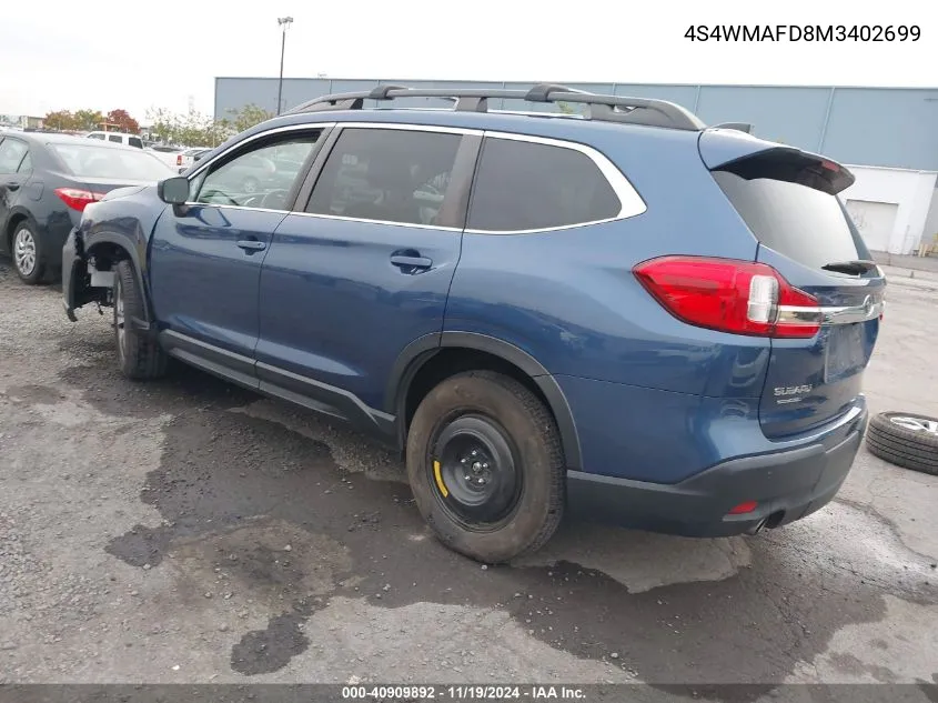 2021 Subaru Ascent Premium VIN: 4S4WMAFD8M3402699 Lot: 40909892