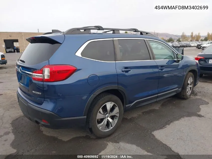 2021 Subaru Ascent Premium VIN: 4S4WMAFD8M3402699 Lot: 40909892