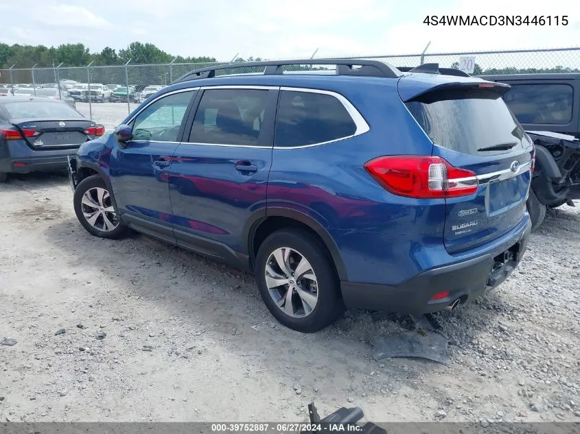 2022 Subaru Ascent Premium VIN: 4S4WMACD3N3446115 Lot: 39752887