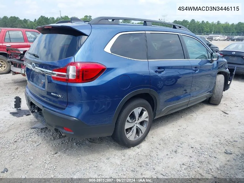 2022 Subaru Ascent Premium VIN: 4S4WMACD3N3446115 Lot: 39752887