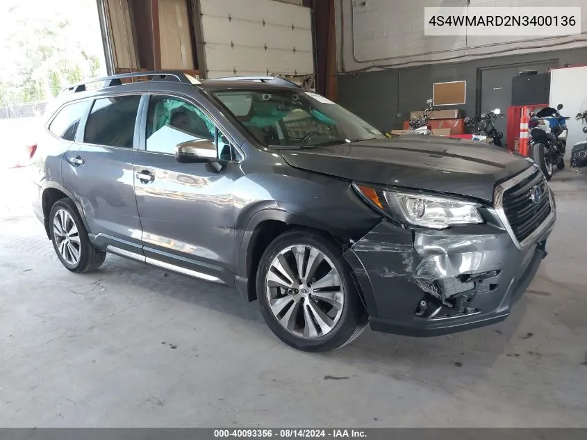 2022 Subaru Ascent Touring VIN: 4S4WMARD2N3400136 Lot: 40093356