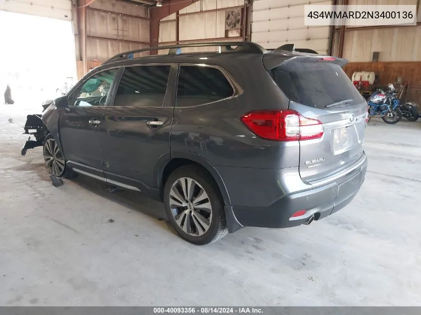 2022 Subaru Ascent Touring VIN: 4S4WMARD2N3400136 Lot: 40093356