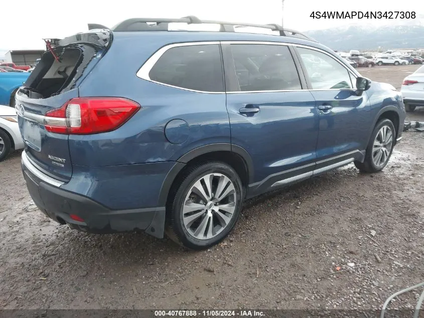 2022 Subaru Ascent Limited VIN: 4S4WMAPD4N3427308 Lot: 40767888