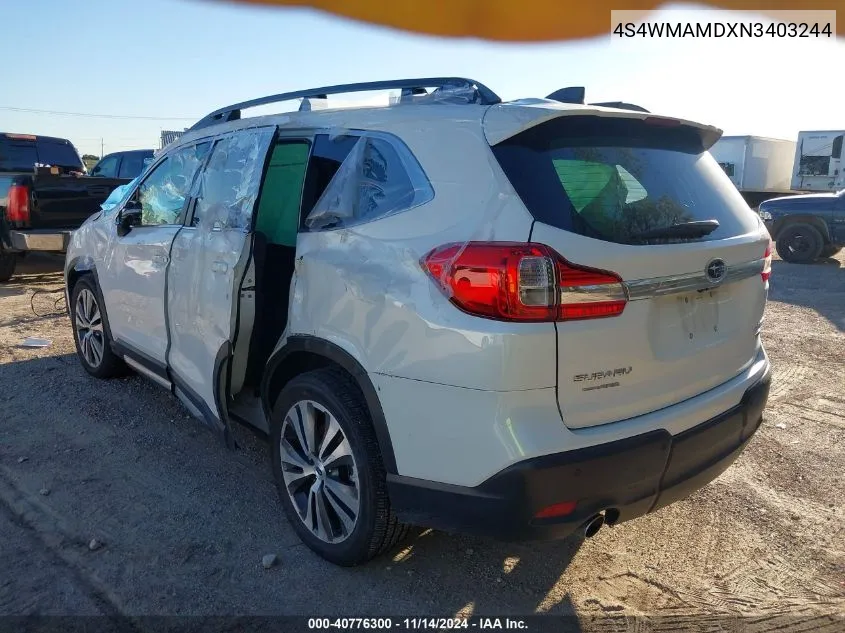 2022 Subaru Ascent Limited VIN: 4S4WMAMDXN3403244 Lot: 40776300