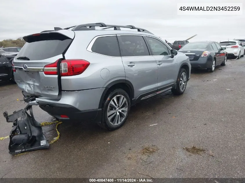 2022 Subaru Ascent Limited VIN: 4S4WMALD2N3452259 Lot: 40847408