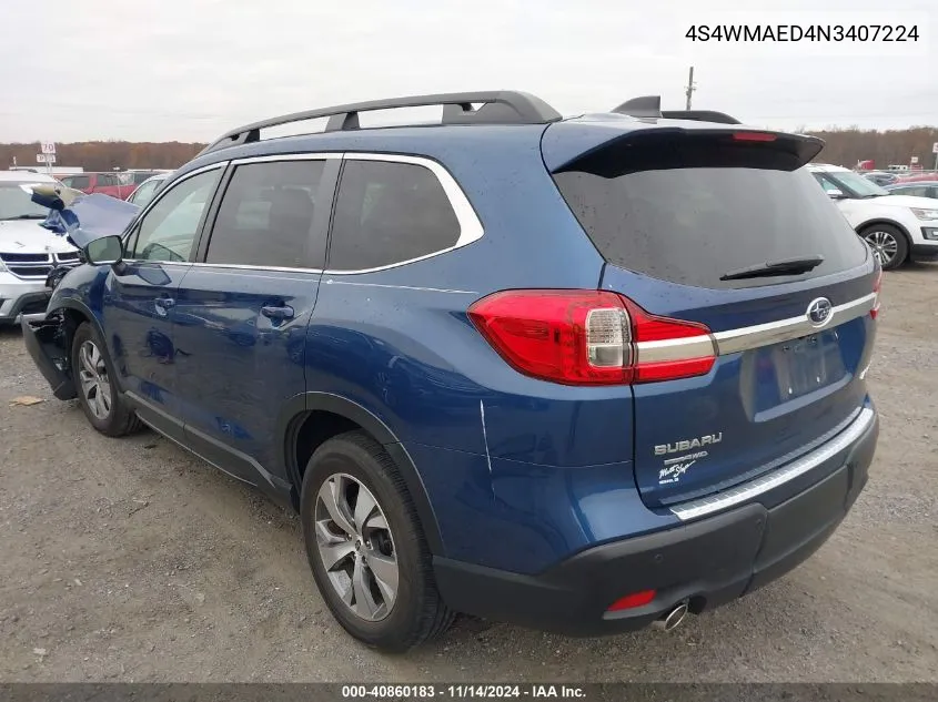 2022 Subaru Ascent Premium VIN: 4S4WMAED4N3407224 Lot: 40860183