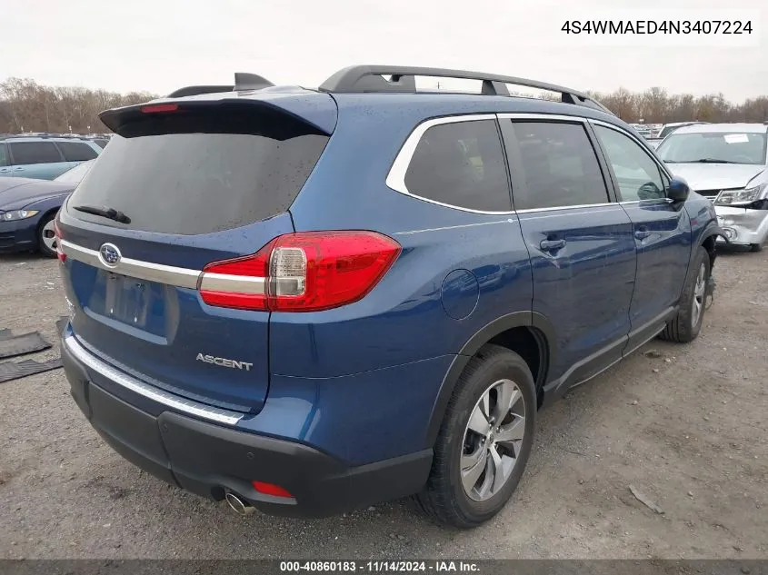 2022 Subaru Ascent Premium VIN: 4S4WMAED4N3407224 Lot: 40860183