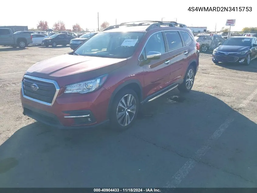 2022 Subaru Ascent Touring VIN: 4S4WMARD2N3415753 Lot: 40904433