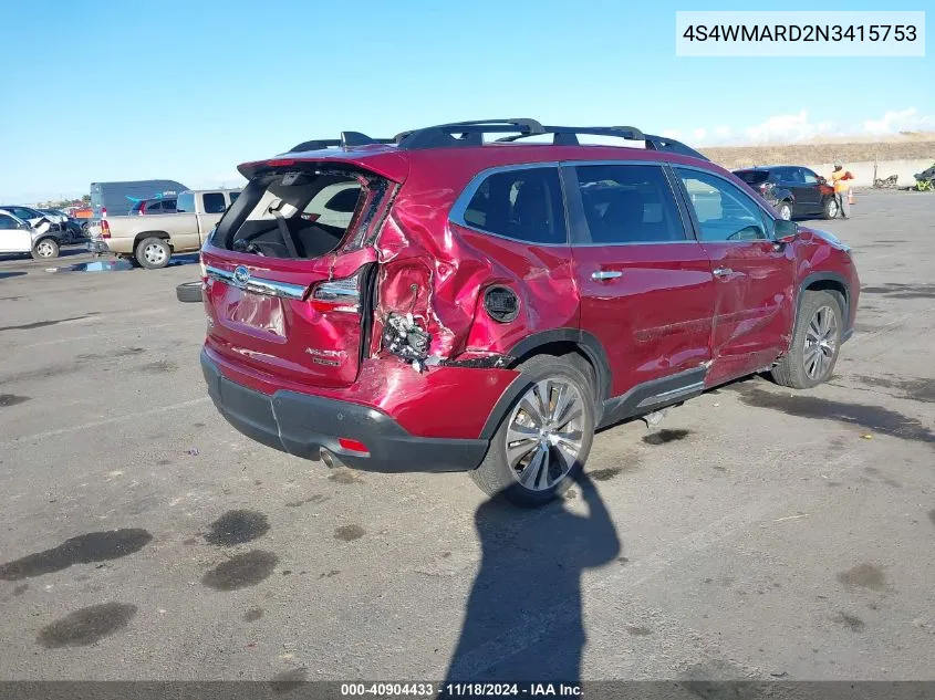 2022 Subaru Ascent Touring VIN: 4S4WMARD2N3415753 Lot: 40904433