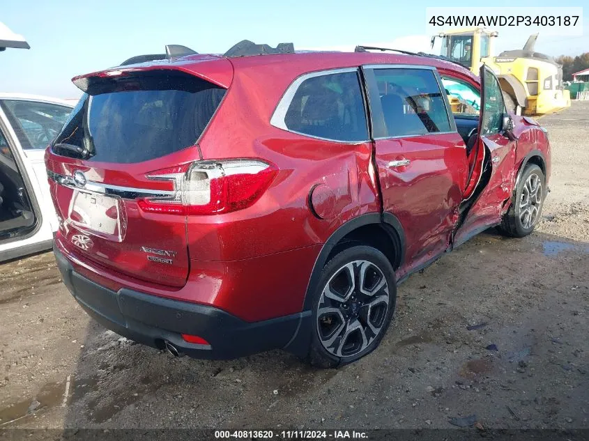 2023 Subaru Ascent Touring VIN: 4S4WMAWD2P3403187 Lot: 40813620