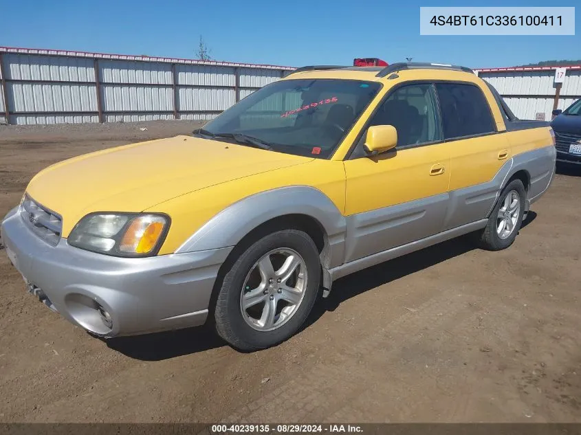 2003 Subaru Baja VIN: 4S4BT61C336100411 Lot: 40239135