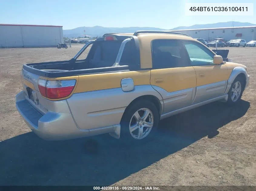 2003 Subaru Baja VIN: 4S4BT61C336100411 Lot: 40239135