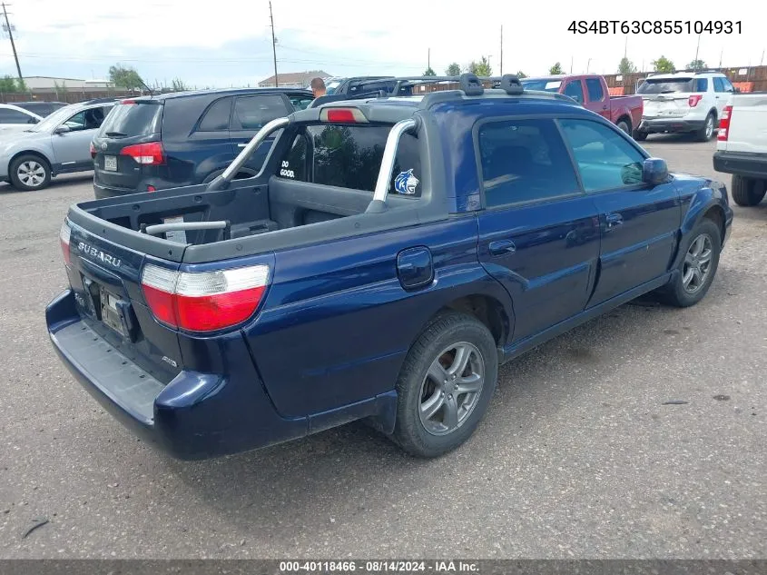 2005 Subaru Baja Turbo VIN: 4S4BT63C855104931 Lot: 40118466