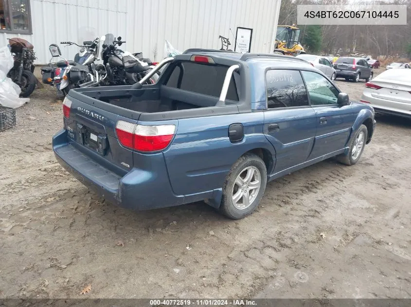 2006 Subaru Baja Sport VIN: 4S4BT62C067104445 Lot: 40772519