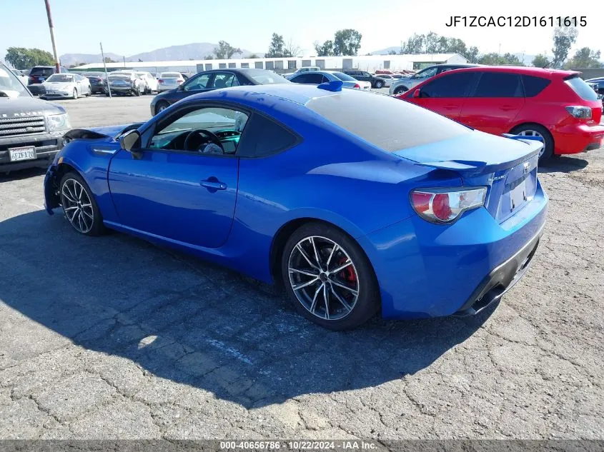 2013 Subaru Brz Limited VIN: JF1ZCAC12D1611615 Lot: 40656786