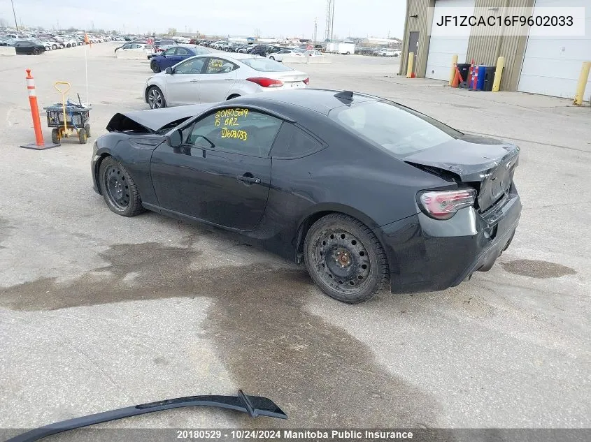 2015 Subaru Brz VIN: JF1ZCAC16F9602033 Lot: 20180529