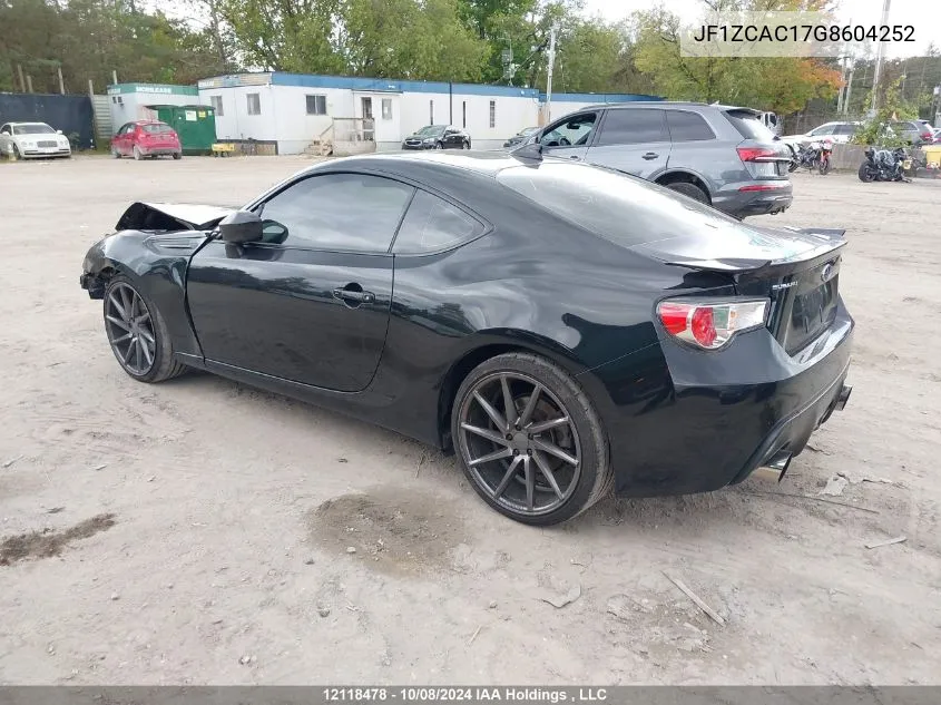 2016 Subaru Brz VIN: JF1ZCAC17G8604252 Lot: 12118478