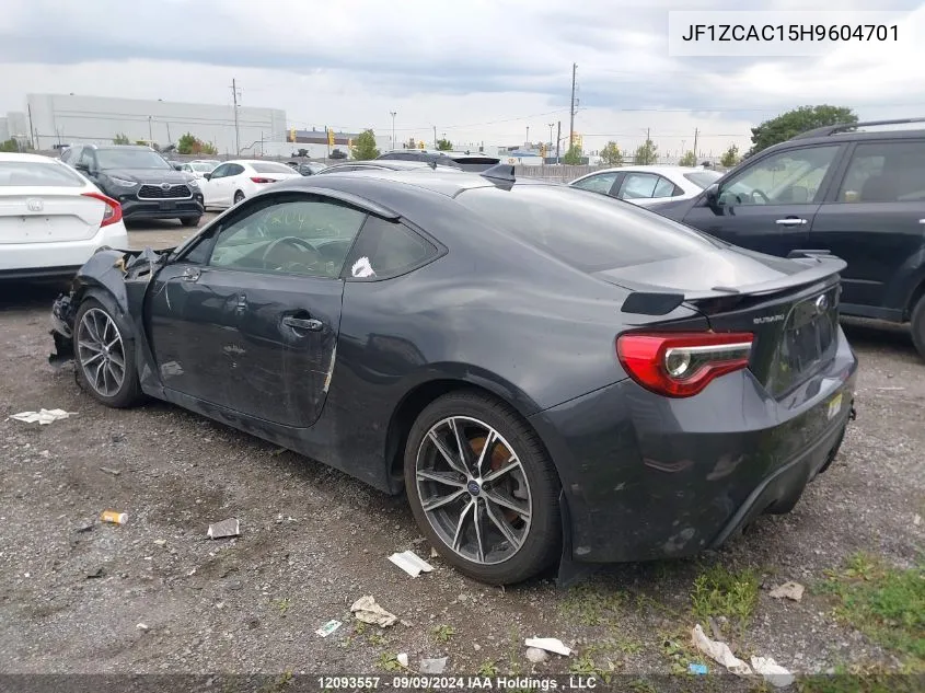 2017 Subaru Brz VIN: JF1ZCAC15H9604701 Lot: 12093557